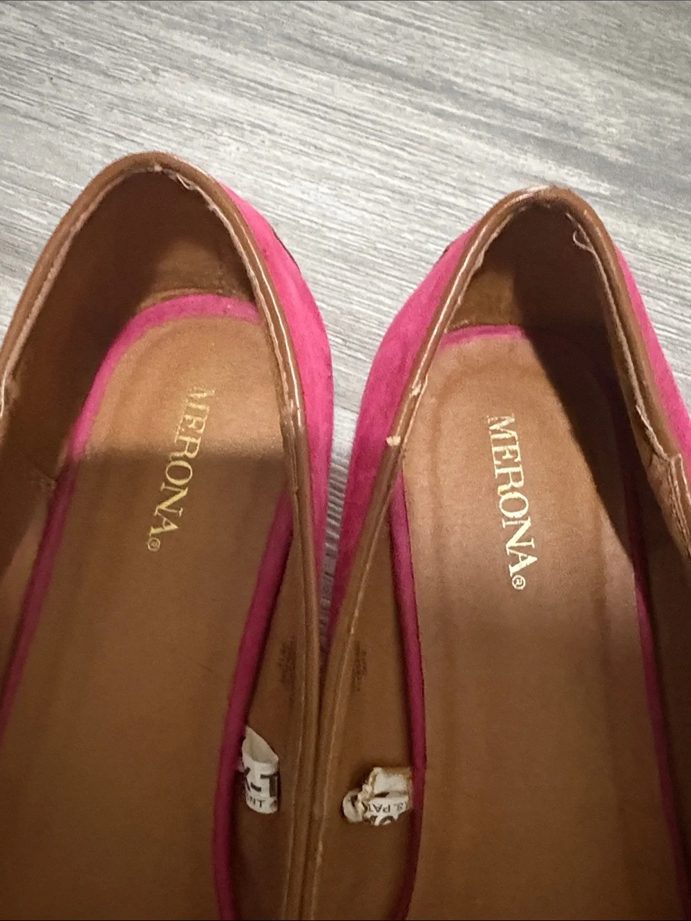 Merona Fuchsia Suede Tassel Loafers with Brown Trim